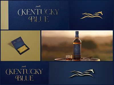 Kentucky Blue Bourbon bourbon brand design brand identity brand identity design branding design horse illustration kentucky liquor logo logo design logo designer mockup