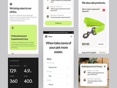 Vetsc - Pet Care Website [Responsive] android clean design health ios landing page mobile mobile responsive pet pet care pet clinic pet toys responsive stats ui uidesign ux vet web design website design