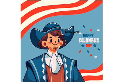 Illustration of Columbus Day Celebration america background cartoon celebration character christopher colonial columbus commemoration culture day decoration discover elements festival hispanic history holiday national usa