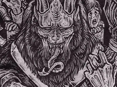 Beware of the Krampus illustration pen and ink