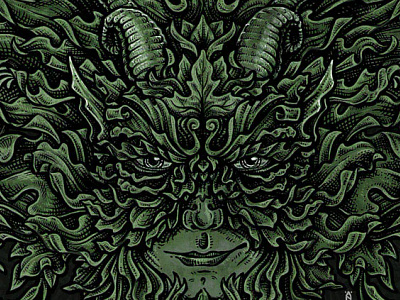 Greenman illustration pen and ink