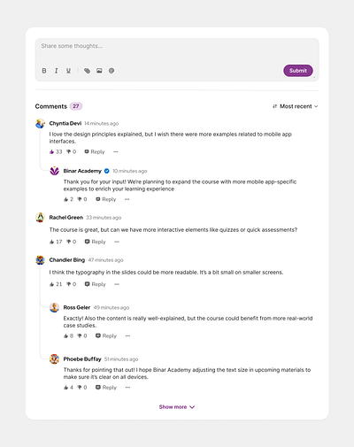 Comment Section ui webdesign