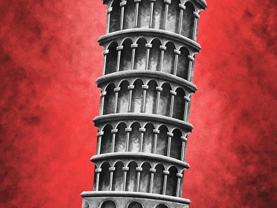 Tower of Pisa - dark textured illustration collection #5 black blackandwhite building collection dark drawing idea illustration italy modern mood pisa red style tower