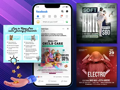 Social Posts attractive branding content graphic design illustration management marketing content post design social media ui