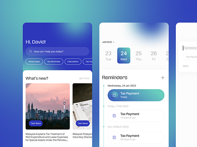 Tax Reminder Mobile Design design minimalism minimalism ui design mobile design reminder app simple ui design tax payment app ui design ui gradient