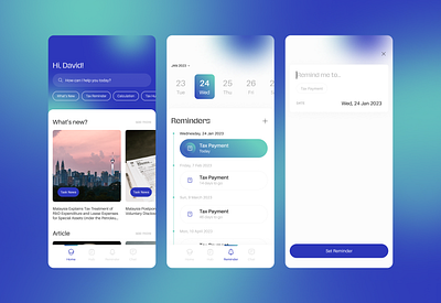 Tax Reminder Mobile Design design minimalism minimalism ui design mobile design reminder app simple ui design tax payment app ui design ui gradient