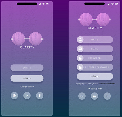 Clarity Sign Up - Daily U.I Challenge 1 - #DailyUI adobe xd app design app ui clarity content design dailyui design design challenge figma graphic design ui ux web ui web ui design web ux xd