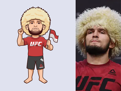 Khabib Nurmagomedov Fan Art☝🏻 boxing branding cartoon character cute doodle fan art fight flag flat icon illustration indonesia khabib khabib nurmagomedov logo mma sports ufc