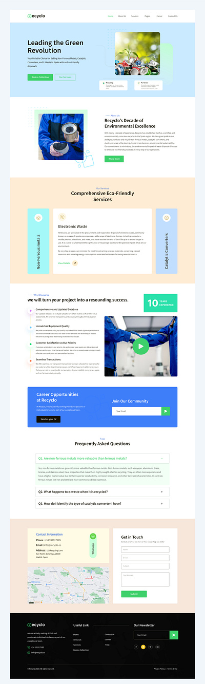 Recyclo Landing Page Design animation app branding home page design illustration landing page landing page design landing ui minimal design modern design motion graphics recycling recycling app recycling landing page recycling ux design ui ui design uiux ux ux design