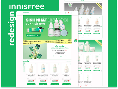 Innisfree.vn Redesign Landing Page animation beauty brand cosmetic design innisfree prototype ui uiux user experience user interface ux web web design