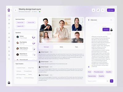 Glide - AI Meeting Dashboard Design 3d ai meeting animation branding dashboard dashboard design design graphic design illustration inspiration meeting dashboard meeting web app motion graphics ui ui design uidesign uiux web app web app design website