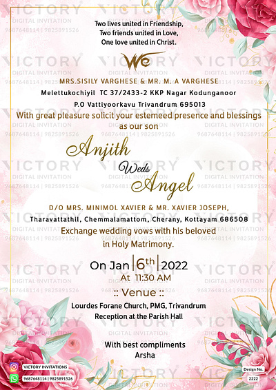 Christian wedding card in Floral design 2222 christian wedding graphic design illustration invitation photoshop