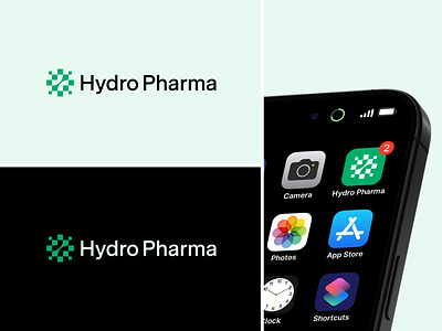 Hydro Pharma logo design app branding cross design green identity logo logo design logo designer logo mark logodesign logotype modern logo plus