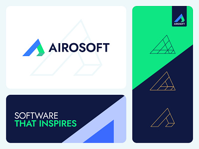 Airosoft Logo Design: Letter A, Software, Development, Saas abstract brand identity branding business logo coding company developer development letter a lettermark logo logo design logo grid logo mark modern logo programming saas software software logo technology