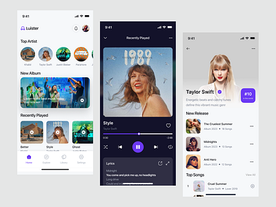 Luister - Music Player Mobile App UI Design Template audio player mobile mobile app music player music streaming ui design