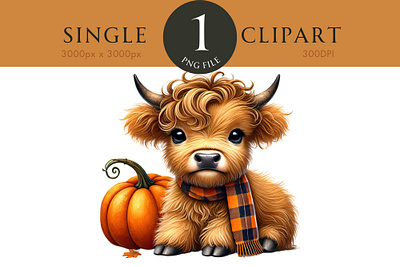 Autumn Fall Highland Cow Watercolor PNG 3d animation branding graphic design logo motion graphics