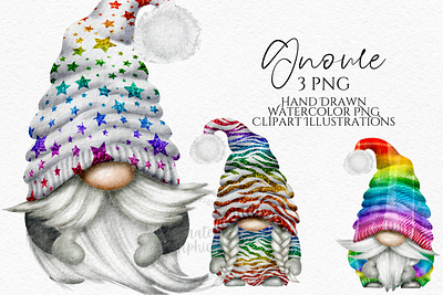 Bright Rainbow Gnomes Watercolor Clipart Png animation branding graphic design logo ui