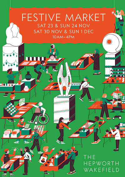 The Hepworth Wakefield Festive Market 2024 colour design editorial illustration exhibition poster hepworth hepworth wakefield illustration print