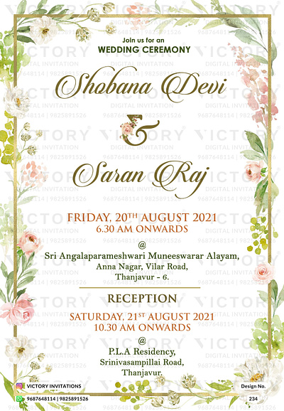 Nikah ceremony card in Floral design 234 graphic design illustration invitation nikah photoshop