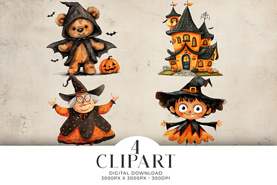 Halloween Clipart Watercolor PNG 3d animation branding graphic design logo motion graphics ui