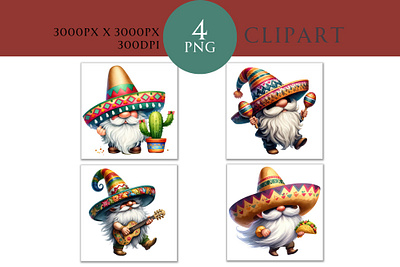 Mexican Gnome Clipart Watercolor PNG animation graphic design logo motion graphics ui