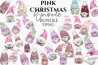 Pink Christmas Gnome Bundle Gnome Clipart Png 3d animation graphic design logo motion graphics ui