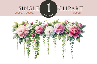 Rose Flower Border Clipart Watercolor PNG 3d animation branding graphic design logo motion graphics ui