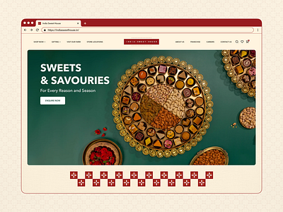 Indian Sweet House - Landing Page aboxagency branding custom website design graphic design homepage design illustration indian sweets logo online sweet shop shopify shopify development snacks ui uiux design vector web design webdevelopment website development