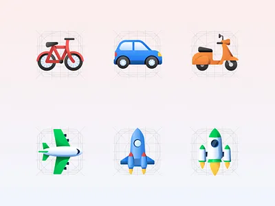 Vehicle icon set design car gradient graphic design icon iconography illustration launch scooter ui ui illustration vector vehicle