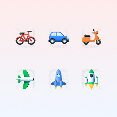 Vehicle icon set design car gradient graphic design icon iconography illustration launch scooter ui ui illustration vector vehicle