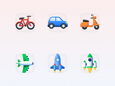 Vehicle icon set design car gradient graphic design icon iconography illustration launch scooter ui ui illustration vector vehicle