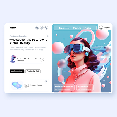 VRealm: Discover the World of Virtual Reality graphic design ui vr