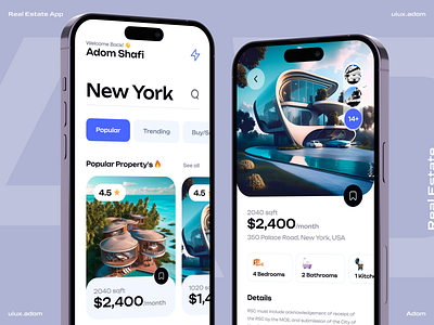 Real Estate App adom apartment booking app app design app ui property app real estate real estate app ui ux