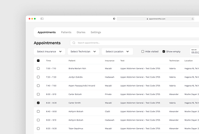 Appointment Dashboard UI Design analytics appointment system appointments branding dashboard interface online reminder schedule software design statistic ux research