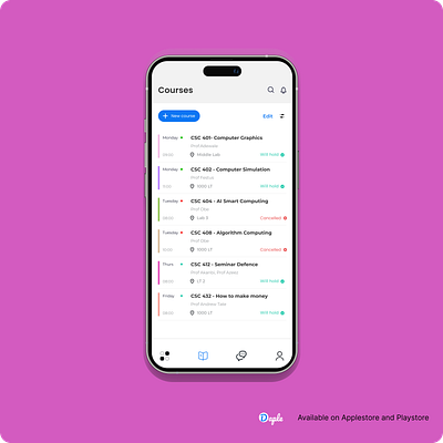 Student Timetable Mobile App app ui assignment tracker clean ui course management e learning edtech education app mobile ui showcase modern ui productivity app real time notification shot of the day student app student project study app task manager timetable app