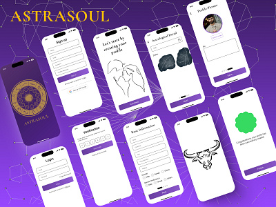 ASTRASOUL: Astrological Dating App UI Design appdesign astrology datingapp figma mobileapp onboarding profilecreation uidesign uxdesign zodiacsigns