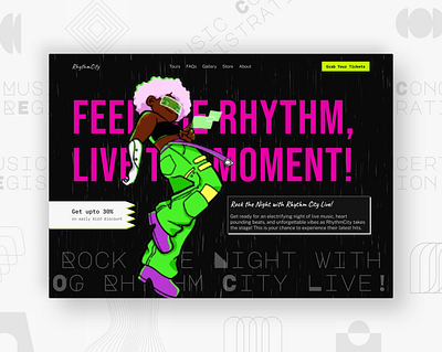 Bold Brutalist Music Concert Web design 2024 bold bold typography branding brutalism brutalistic brutalistic designs design design trends gen z graphic design inspiration landing page music neo brutalism product design trendy typography web design website