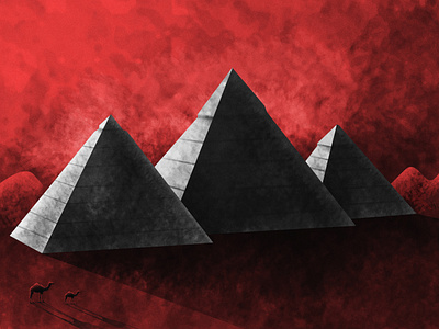 Great Pyramid of Giza - dark textured illustration collection #6 3d black camel collection culture desert egypt flat giza illustration love mood pyramid real red shine texture triangle