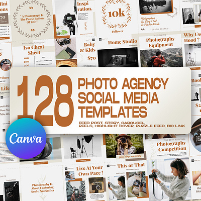 128 Photography Agency Social Media Templates graphic design instagram feed instagram post instagram post template instagram stories template instagram template photo agency photo studio photographer social media ads social media banner social media pack social media templates