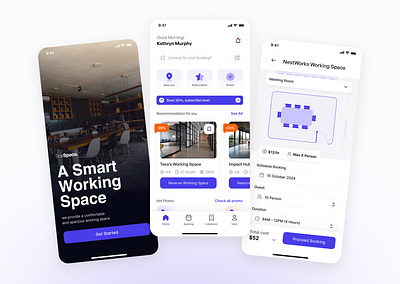 Booking App UI Kit - Working Space (BoxSpace) ai booking app design design inspiration figma ui kit graphic design interaction landing page minimal minimalist mobile app ui kit modern design motion graphics smart app ticketing app ui ui design ui kit ui kit design ux design