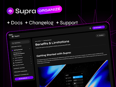 Supra — Framer Documentation Template changelog changelog website design doc documenation figma framer framer design framer development framer no code framer template framer website support ui ux design web design website design