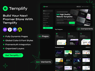 Templify — Framer Digital Store Theme ecommerce figma framer framer development framer free template framer template framer web framer web design framer website framerauth membership ui ui design ux design web design