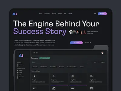 Ai saas ⟢ website design 3d ai animation creative dark minimal ui ux website