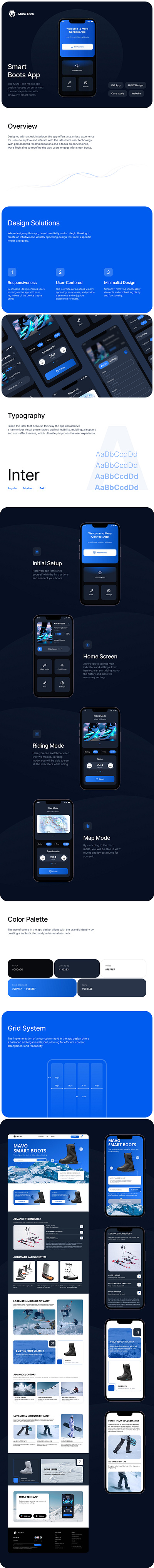 Smart Boots - iOS Mobile App dark theme e commerce minimal design mobile app modern ski sleek smart boots ui ux