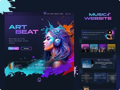 Music Landing Page concept art beats colorfull darkmode design figma graphic design inspiration landingpage modern music musicplay musicshop u ui web webapp webapplication