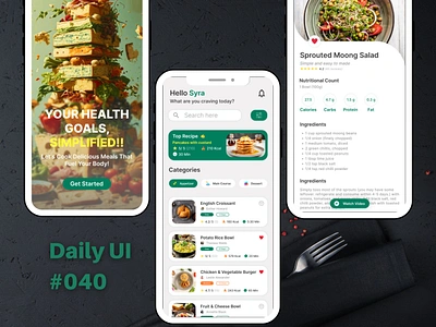 Food Recipe App - UI Design #040 app design daily ui food app ui design