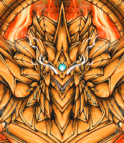 The Winged Dragon Of Ra card illustration For t-shirt artwork design graphic design illustration