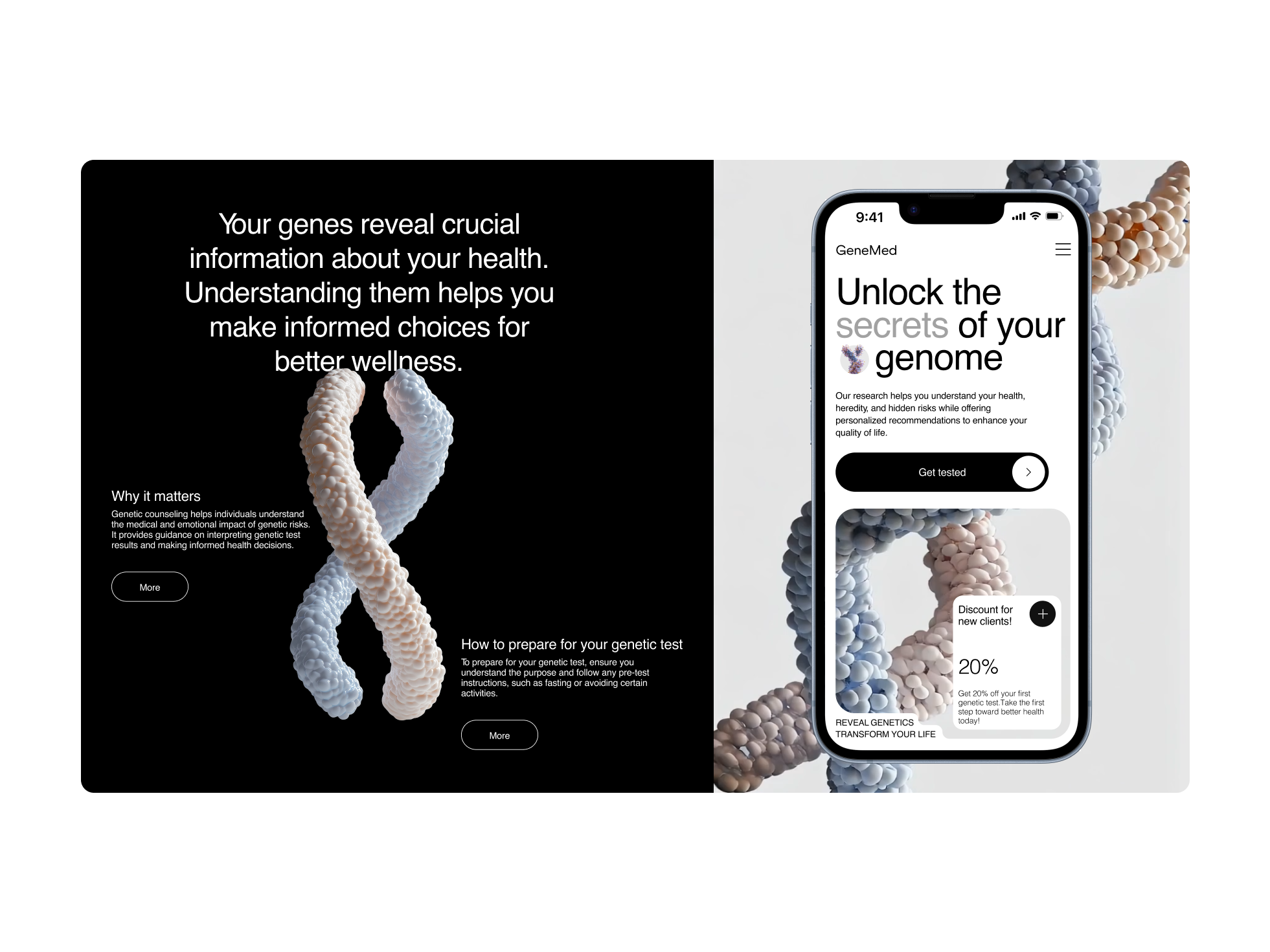 Genetic Center / Website & dashboard /UI UX design 3d animation biology dashboard figma genetic graphic design motion graphics ui web design website