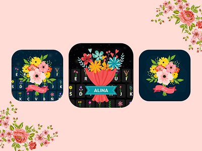 Flower Language Keyboard App icon app design app icon app icon design app logo app logo design branding design icon illustration logo mobile app mobile app logo ui uiux