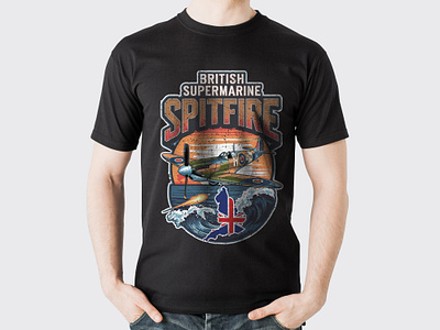 "SUPERMARINE SPITFIRE" T-shirt Graphic Design for a cool buyer adobe illustrator animation apparel design branding custom tshirt design graphic design illustration line art logo mockup with man pop culture tshirt supermarine tshirt design trending tshirt tshirt design typography ui vector art vintage tshirt war tshirt design ww2 graphic